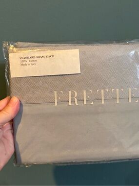 NWT Frette Light Gray Standard Sham - Devon sham in Nordic Blue